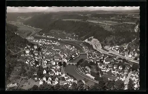 AK Sulz am Neckar, Totalansicht mit dem Neckartal vom Flugzeug aus