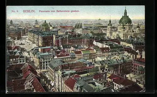 AK Berlin, Panorama vom Rathausturm gesehen