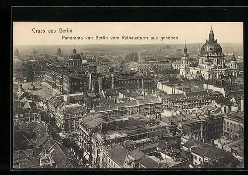 AK Berlin, Panorama vom Rathausturm aus gesehen