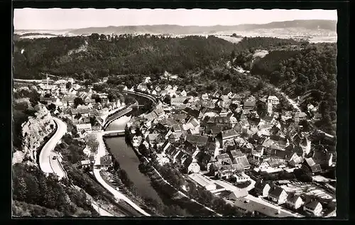 AK Sulz a. Neckar, Totalansicht vom Flugzeug aus