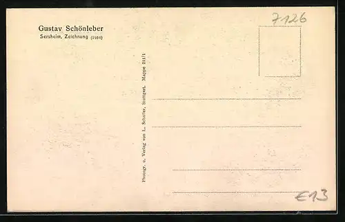 Künstler-AK Sersheim, Ortsansicht