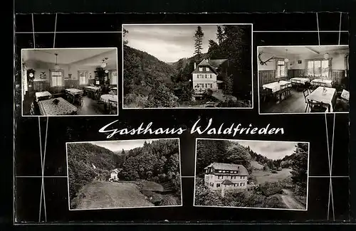 AK Bad Liebenzell /Schwarzwald, Gasthaus und Pension Waldfrieden in fünf Ansichten