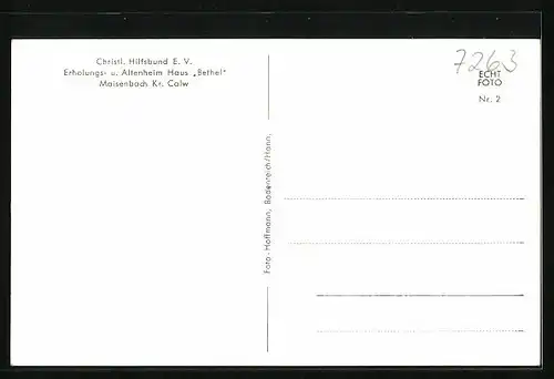 AK Maisenbach /Württ. Schwarzw., Ortsansicht, vier Ansichten aus der Umgebung und Haus Bethel