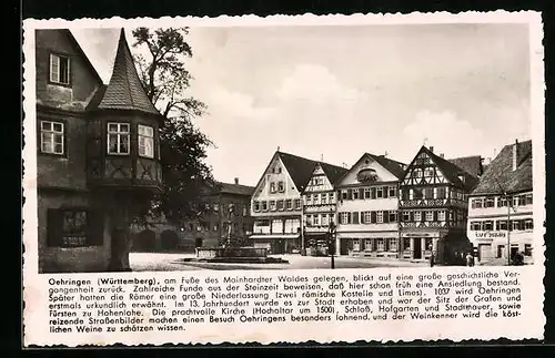 AK Oehringen (Württ.), Marktplatz mit Geschäften