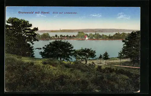 AK Berlin-Grunewald, Blick auf Lindwerder mit Havel