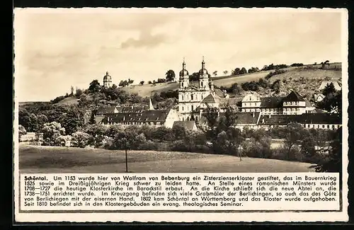 AK Schöntal, Ortsansicht und Abtei vom Feld aus gesehen
