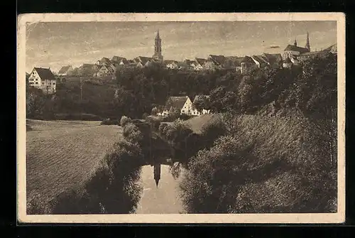 AK Rottweil a. N., Ortsansicht von einer Anhöhe aus