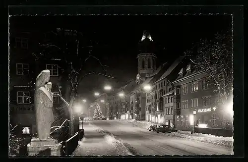 AK Rottweil a. N., Strassenpartie bei Nacht im Winter