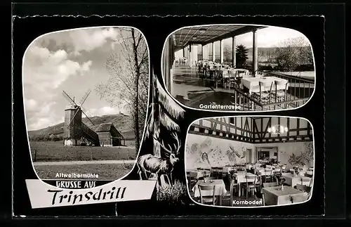 AK Tripsdrill-Cleebronn, Altweibermühle, Gaststätte mit Gartenterrasse und Kornboden