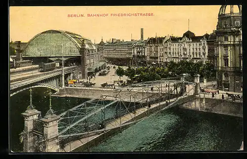 AK Berlin, Bahnhof Friedrichstrasse aus der Vogelschau