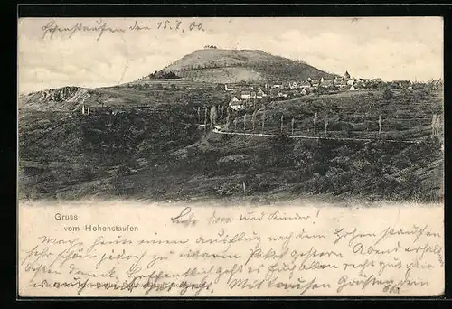 AK Hohenstaufen, Ortsansicht mit dem Berg Hohenstaufen