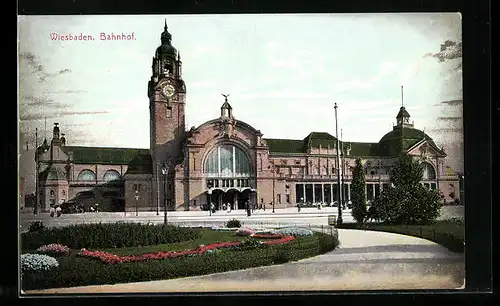 AK Wiesbaden, Blick zum Bahnhof