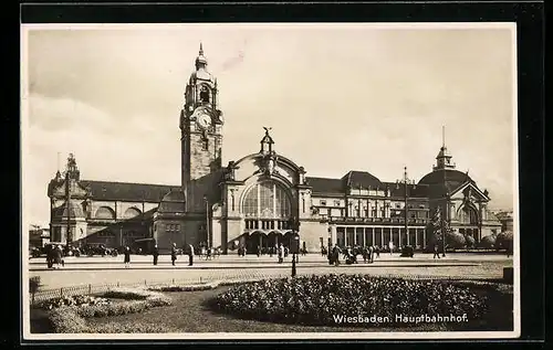 AK Wiesbaden, Blick zum Hauptbahnhof