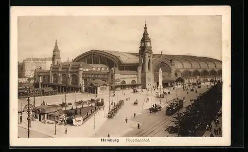 AK Hamburg-St.Georg, Hauptbahnhof aus der Vogelschau