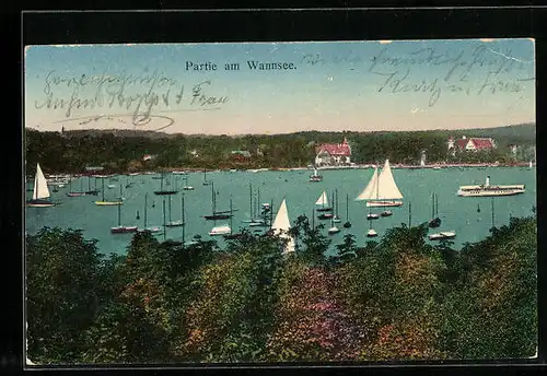 AK Berlin-Wannsee, Segelboote auf dem Wannsee