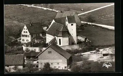 AK Dürrenwaldstetten, Katholische Pfarrkirche vom Flugzeug aus