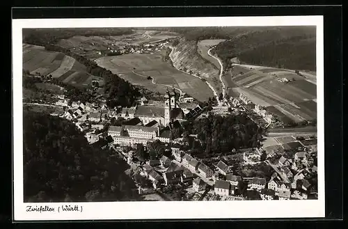 AK Zwiefalten /Württ., Totalansicht vom Flugzeug aus