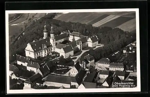 AK Obermarchtal, Kloster und Ortsansicht vom Flugzeug aus