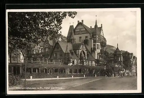 AK Assmannshausen a. Rh., Hotel Zur Krone