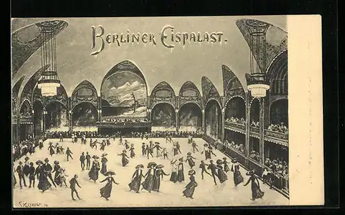 Künstler-AK Berlin-Schöneberg, Berliner Eispalast