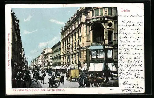 AK Berlin, Friedrichstrasse, Ecke der Leipzigerstrasse