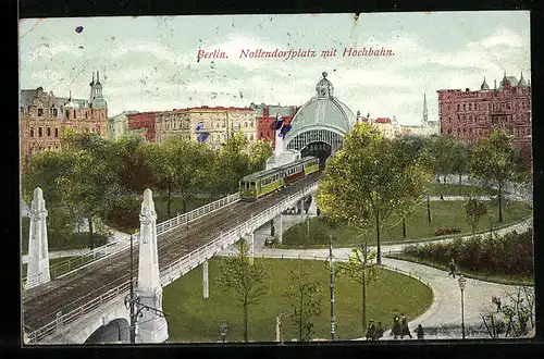 AK Berlin-Schöneberg, Nollendorfplatz mit Hochbahn