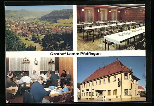 AK Albstadt-Pfeffingen, Ortsansicht und Gasthof Lamm in drei Ansichten