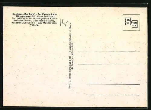 AK Münzenberg /Wetterau, Gasthaus Zur Burg-Der Zarenhof von Münzenberg