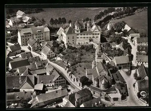 AK Brenz Krs. Heidenheim, römische Basilika und Renaiss. Schloss mit Heimatmuseum und Gemäldesammlung vom Flugzeug aus