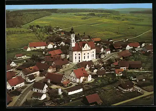 AK Bad Schussenried, Wallfahrtskirche Steinhausen vom Flugzeug aus