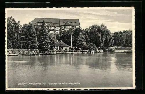 AK Berlin-Charlottenburg, Lietzensee mit Bootsstation