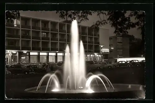 AK Reutlingen, Parkhotel Friedrich List bei Nacht