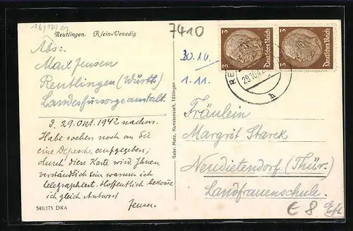 AK Reutlingen, Idyll in Klein-Venedig