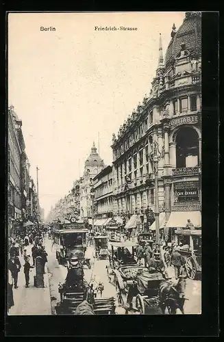 AK Berlin, Friedrichstrasse mit Geschäften