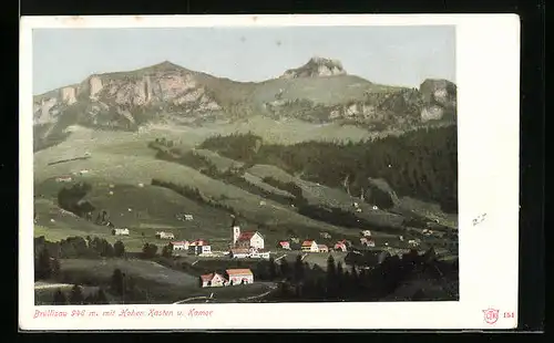 AK Brüllisau, Panoramablick auf Ort, Hohen Kasten und Kamor