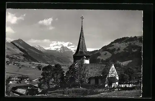 AK St. Stephan, Kirche mit Wildstrubel