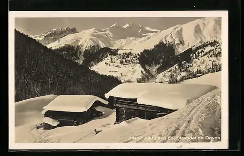 AK Clavadel, Alphütten im Winter