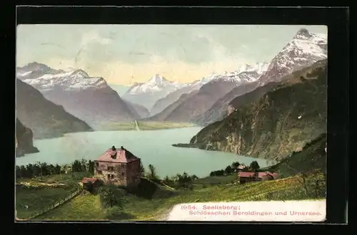 AK Seelisberg, Schlösschen Beroldingen und Urnersee