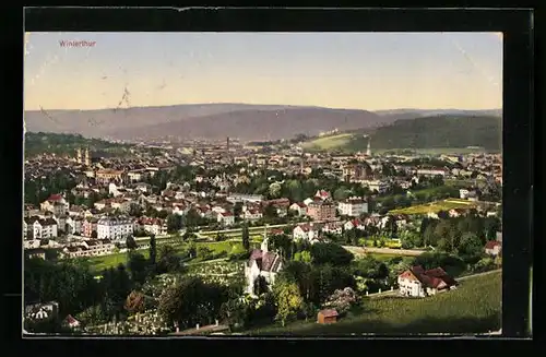 AK Winterthur, Panorama vom Berg aus gesehen