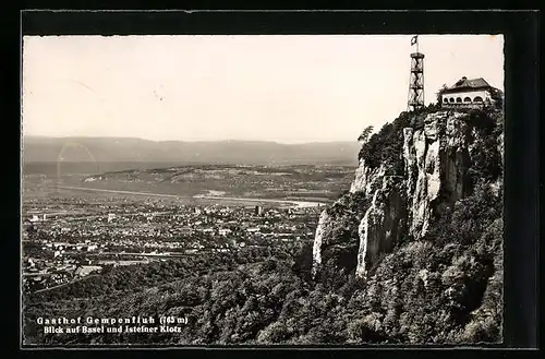AK Gempenfluh, Gasthof Gempenfluh, Blick auf Basel und Isteiner Klotz