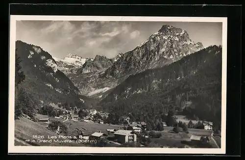 AK Les Plans-sur-Bex, Vue Générale et le Grand Muveran