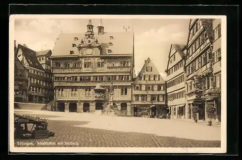 AK Tübingen, Marktplatz mit Rathaus