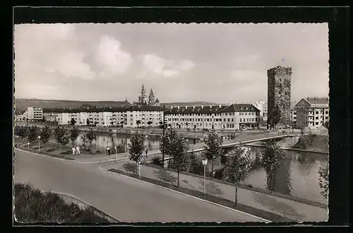 AK Heilbronn a. N., Neckarpartie mit Götzenturm