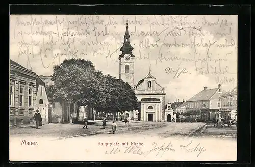 AK Wien-Mauer, Hauptplatz mit Kirche