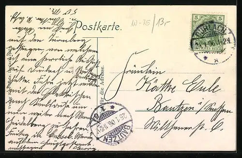 AK Durlach, Hauptstrasse mit Turmberg und Kirche