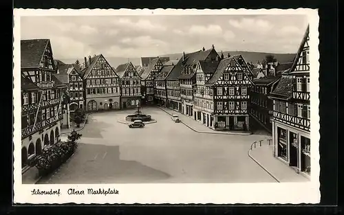 AK Schorndorf, Oberer Marktplatz aus der Vogelschau