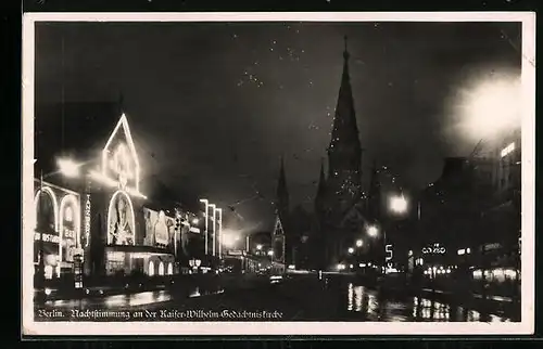 AK Berlin-Charlottenburg, Nachtstimmung an der Kaiser-Wilhelm-Gedächtniskirche