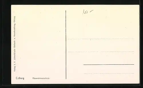 AK Coburg, Alexandrinenschule mit zwei Herren und Schulmädchen