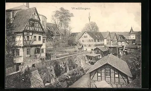 AK Waiblingen, Ortspartie am Fluss
