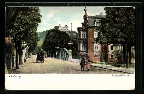 Künstler-AK Coburg, Blick in die Bahnhofstrasse